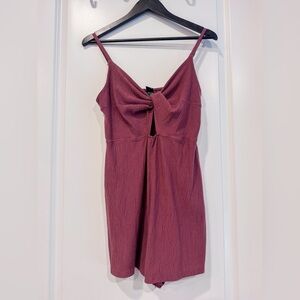 Wild Fable Burgundy Cut Out Knotted Romper; Size: Medium